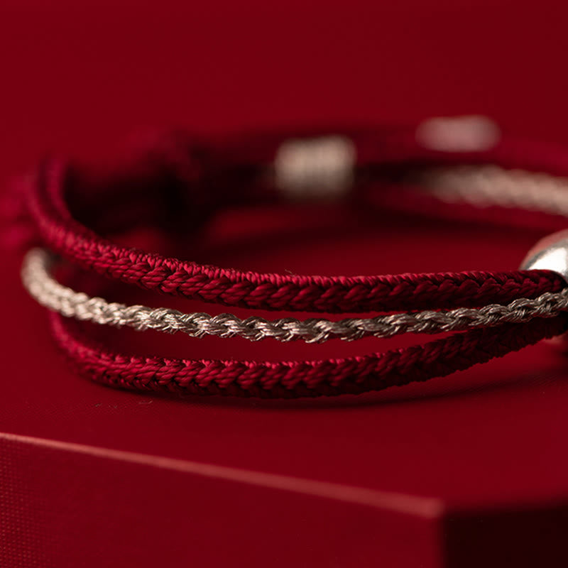 925 Sterling Silver Tibetan Zakiram Goddess of Wealth Luck Rope Bracelet