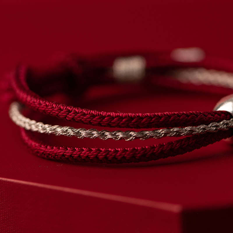 925 Sterling Silver Tibetan Zakiram Goddess of Wealth Luck Rope Bracelet