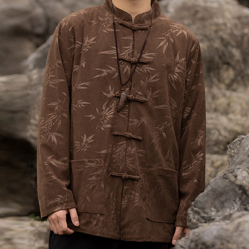 Bamboo Leaves Clothing Chinese Tang Suit Jacket Coat Men Clothing