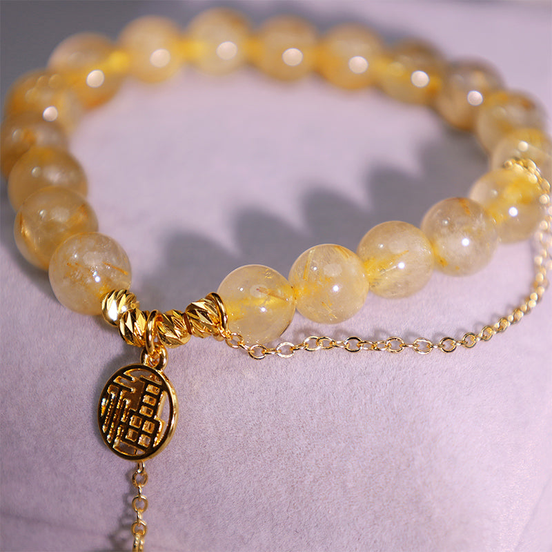 Citrine Lucky Fu Character Happiness Bracelet