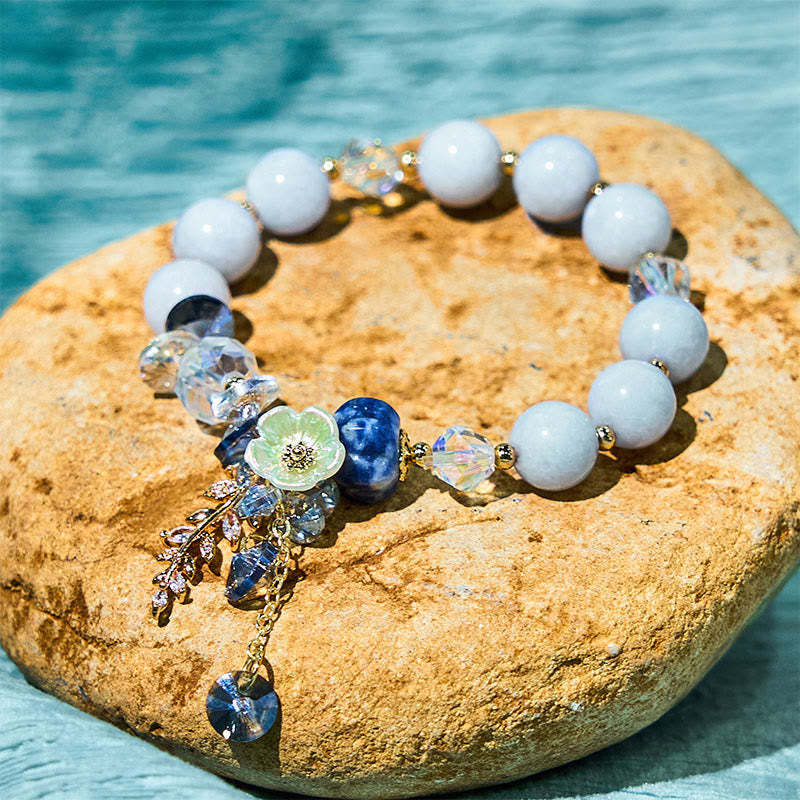 Blue Crystal Amethyst Sun Stone Green Aventurine Healing Bracelet