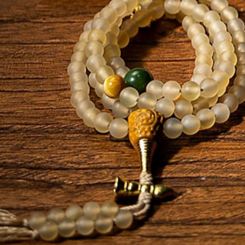 Tibet 108 Mala Beads Chinese Zodiac Natal mystic zen Natural Sheep Horn Wealth Bracelet