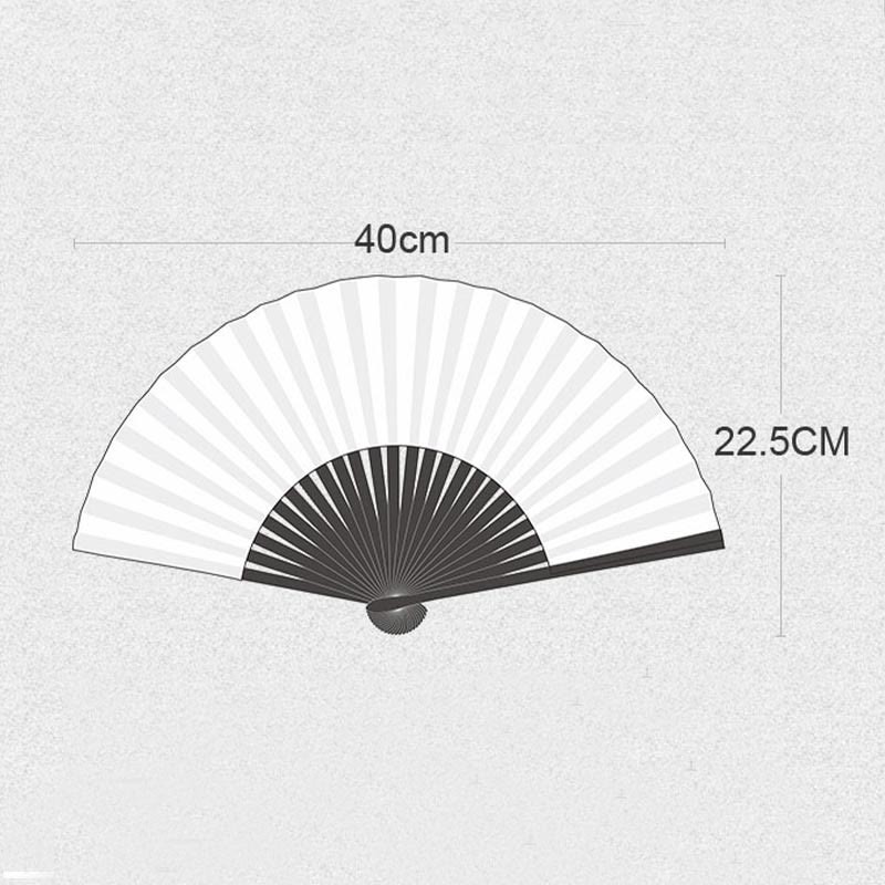 Retro Mountain River Crane Silk Handheld Bamboo Folding Fan