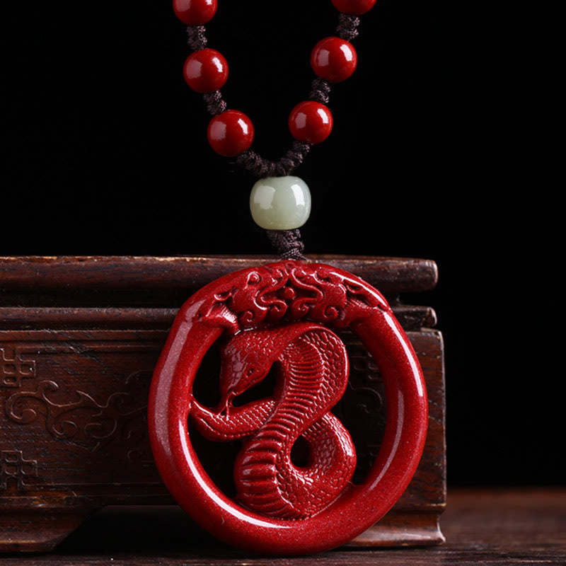 Chinese Zodiac Cinnabar Hetian Jade Peace Buckle Calm Necklace Pendant