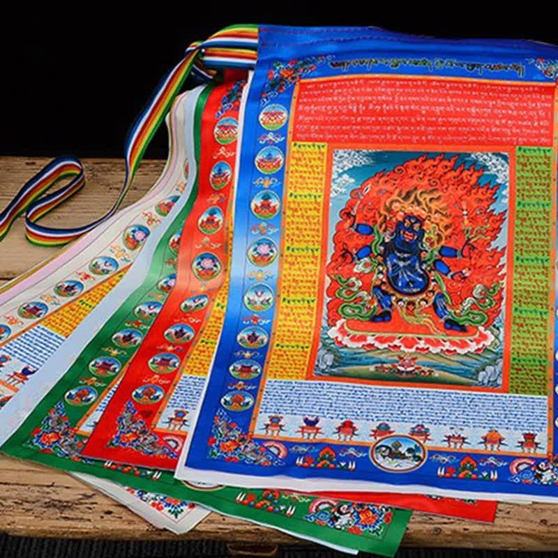 Tibetan 10 Colors Windhorse mystic zen Healing Auspicious Outdoor Prayer Flag