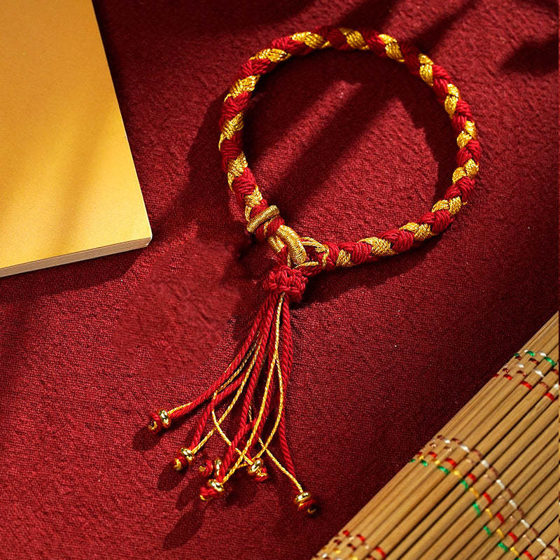 Handmade Tibetan Five God Of Wealth Dragon Scale Rope Luck Braid Bracelet