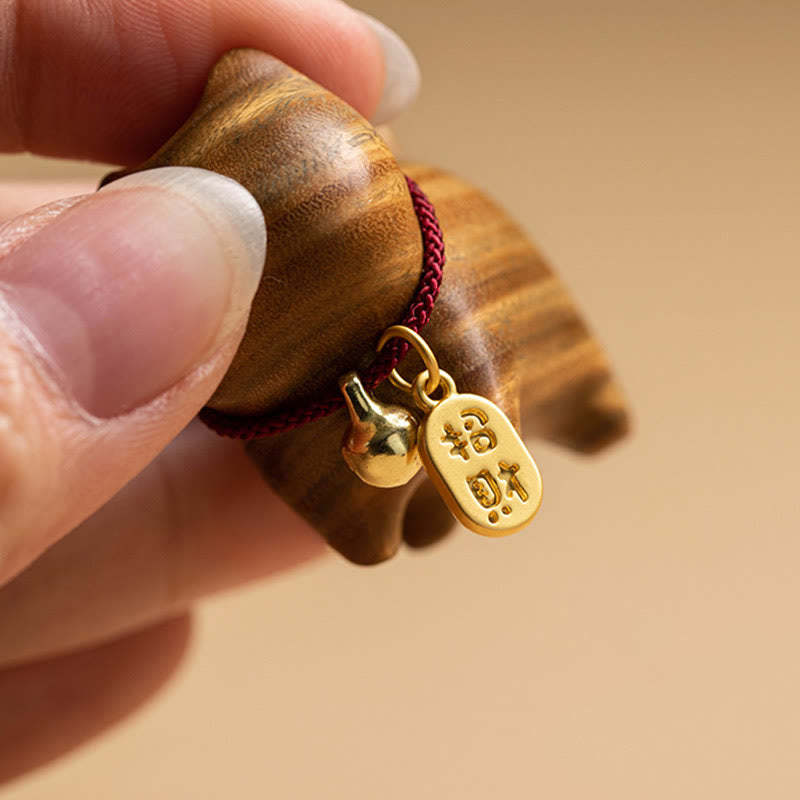 Ebony Wood Green Sandalwood Lucky Cat Fu Character Lucky Fortune Bell Balance Car Hanging Decoration