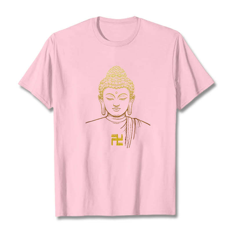 Swastika Pattern Golden mystic zen Cotton Tee T-shirt