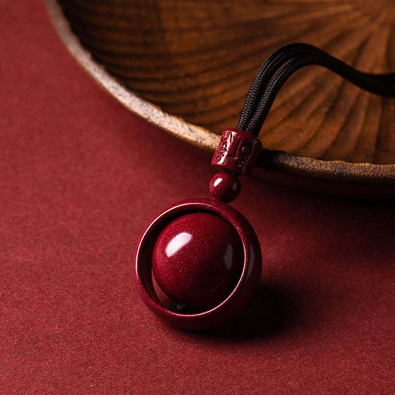 Cinnabar Om Mani Padme Hum PiXiu Blessing Lucky Bead Necklace Pendant