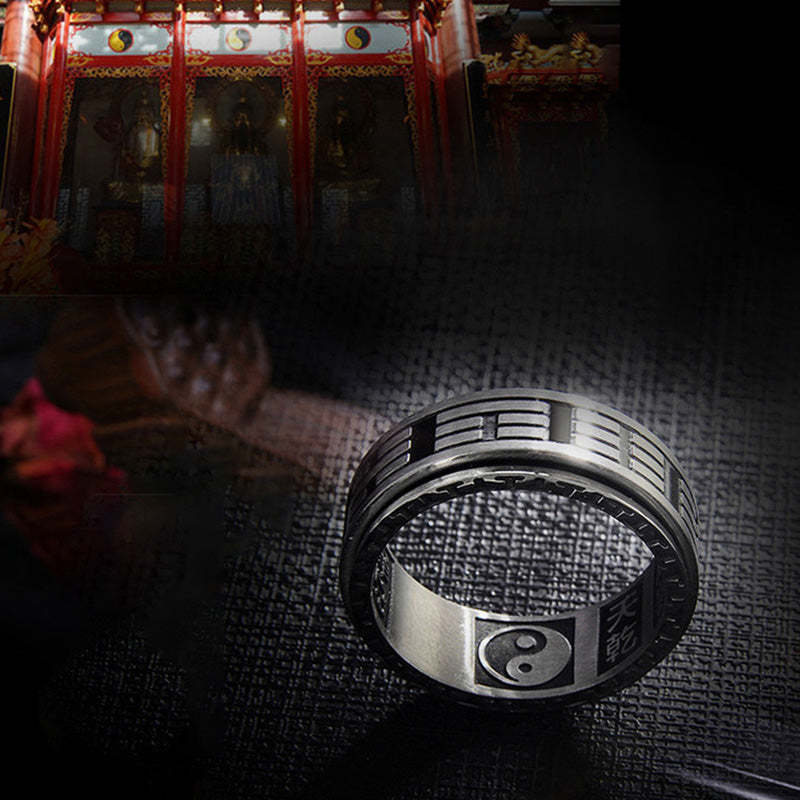 Bagua Yin Yang Titanium Steel Balance Rotatable Ring