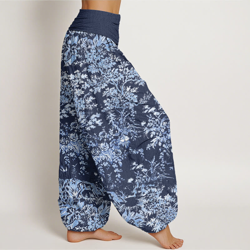 Casual Rocky Floral Pattern Women's Elastic Waist Harem Pants