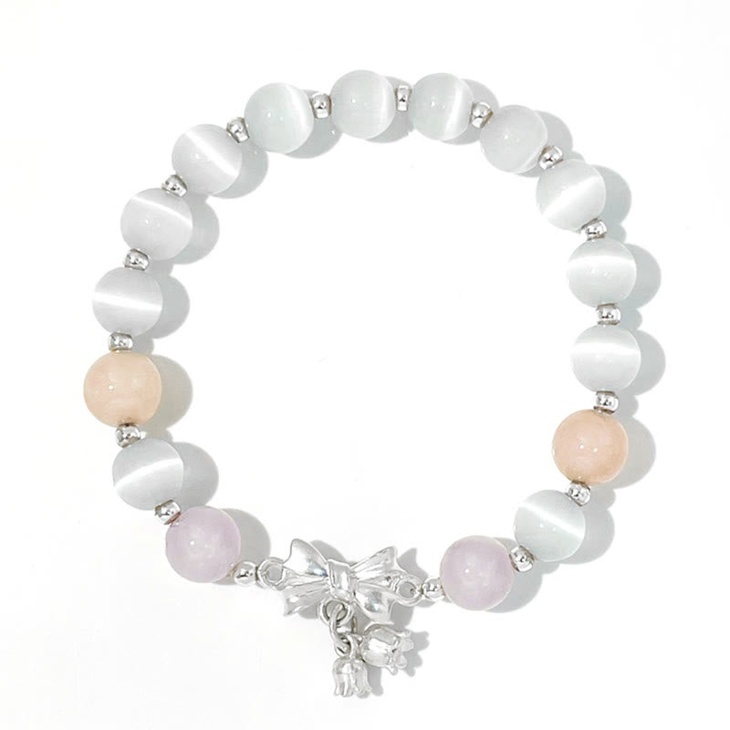 Cat's Eye Lavender Amethyst Rosette Charm Bracelet