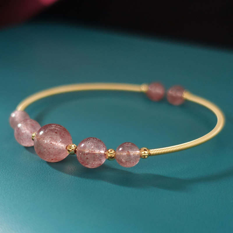 Natural Strawberry Quartz Love Healing Bracelet Bangle