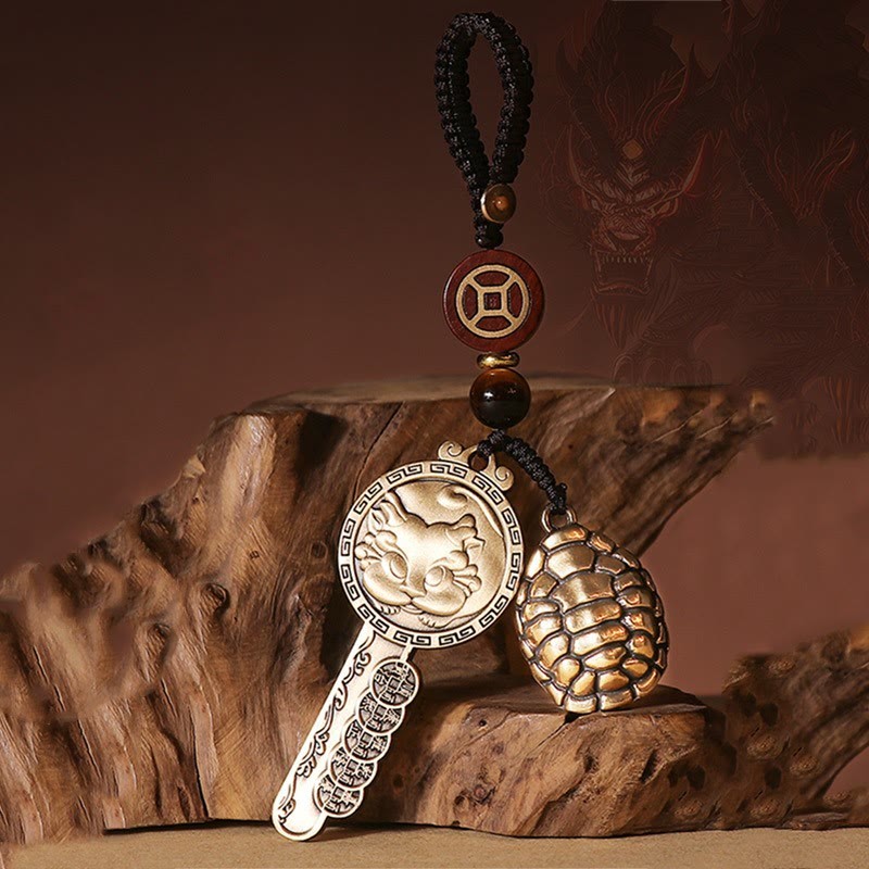 PiXiu Wealth Copper Coin Yin Yang Bagua Handmade Key Chain