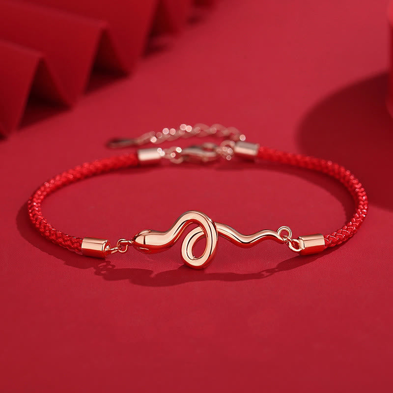 925 Sterling Silver Year Of Snake Red String Protection Braided Bracelet