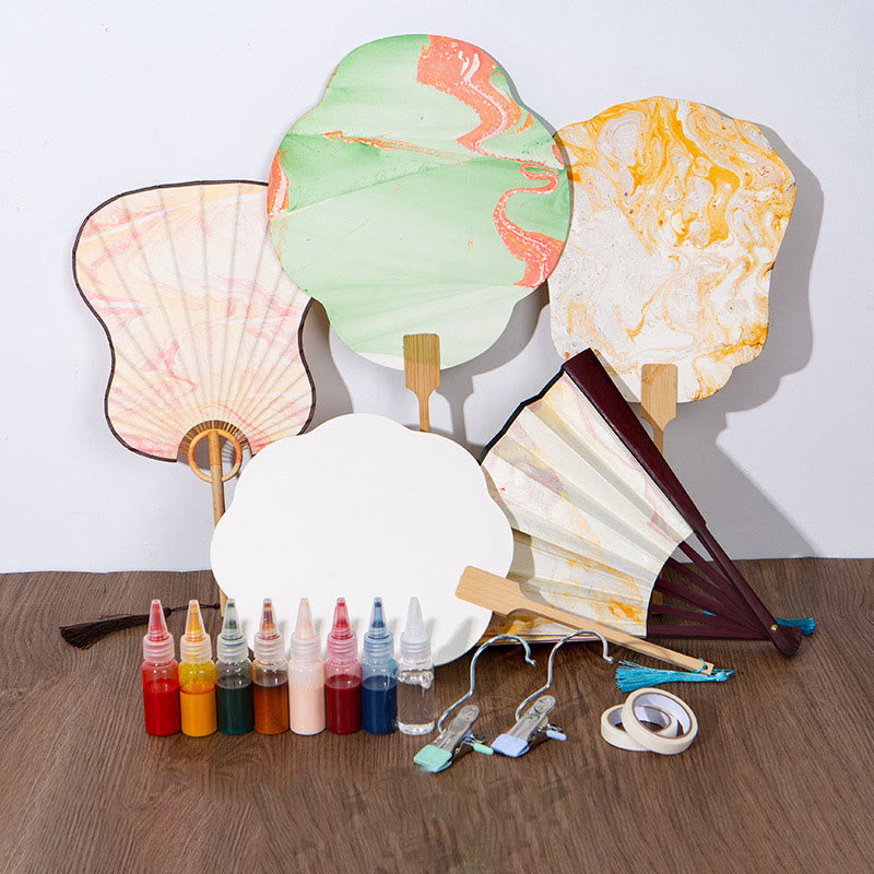 DIY Chinese Lacquer Fan Blank Painting Handheld Fan