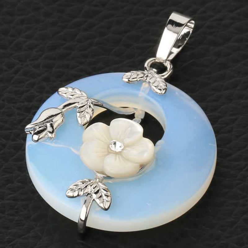 Various Crystal Amethyst Green Aventurine Flower Healing Necklace Pendant
