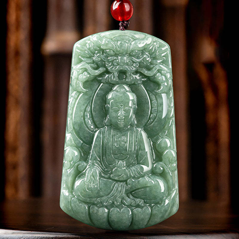 Tathagata mystic zen Dragon Jade Amulet Serenity String Necklace