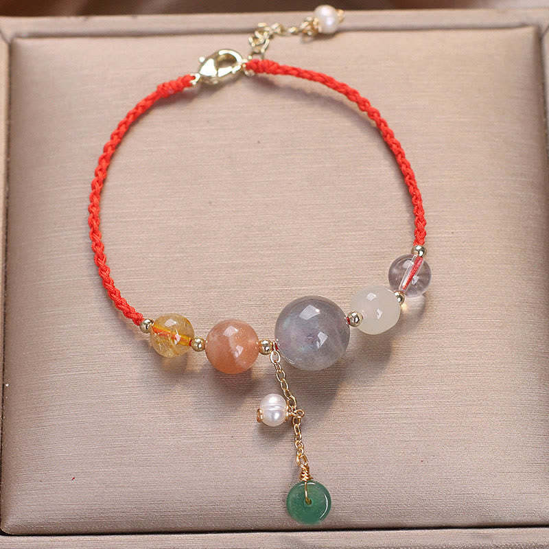 Moonstone Sunstone Beads Peace Buckle Charm Healing Bracelet