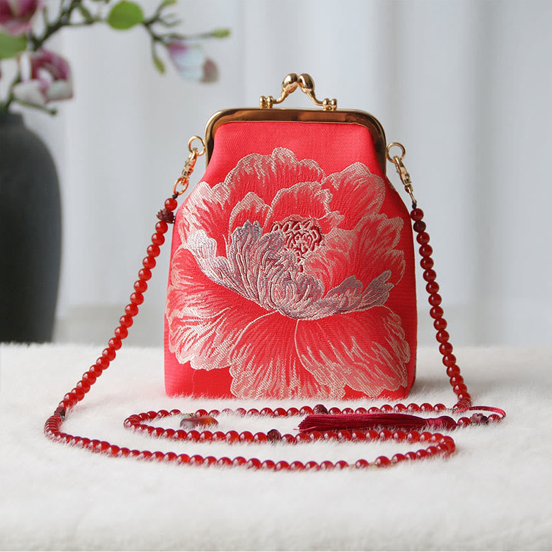 Retro Chinese Embroidery Pearl Chain Crossbody Bag Shoudler Bag