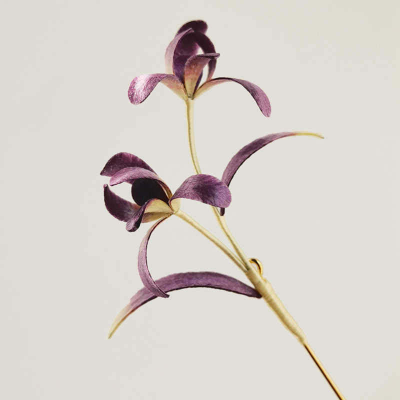 Handmade Velvet Flower Mulberry Silk Orchid Flower Brooch