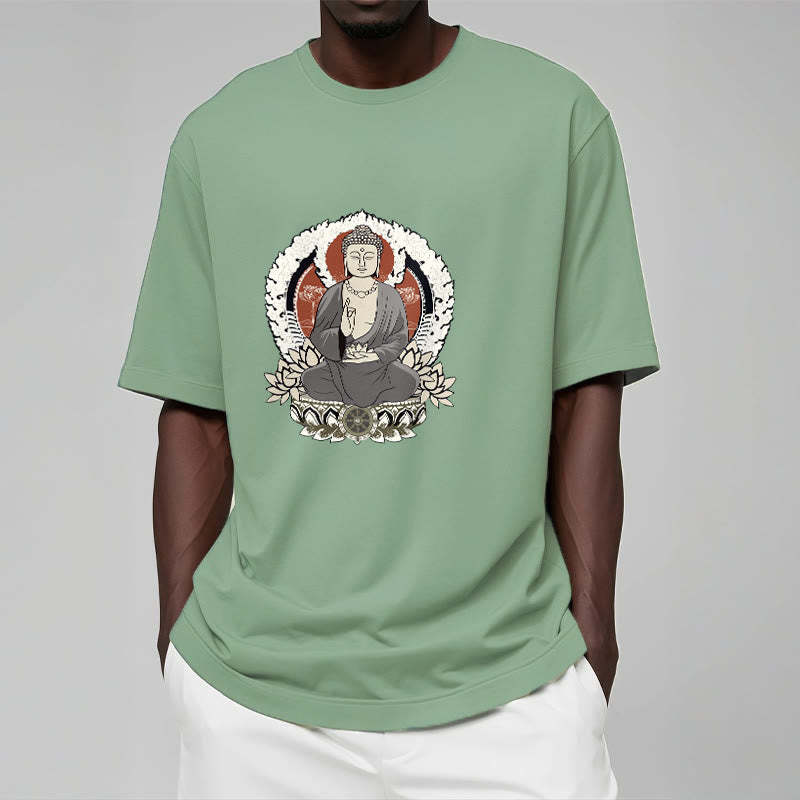 Meditating mystic zen Sitting With Lotus Pattern Tee T-shirt