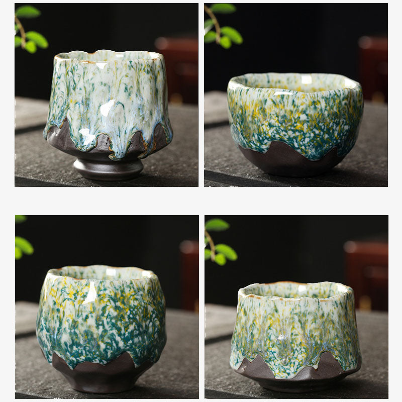 Orange Red Green Yellow Ceramic Teacup Kung Fu Tea Cup