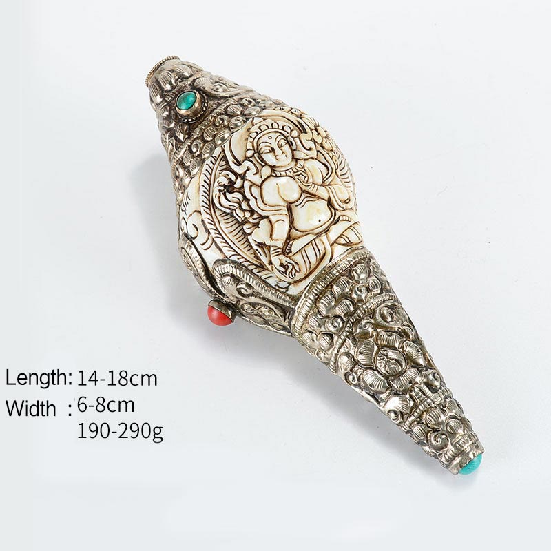Tibetan Handmade Engraved Shankha mystic zen Conch Shell Wealth Positive Decoration