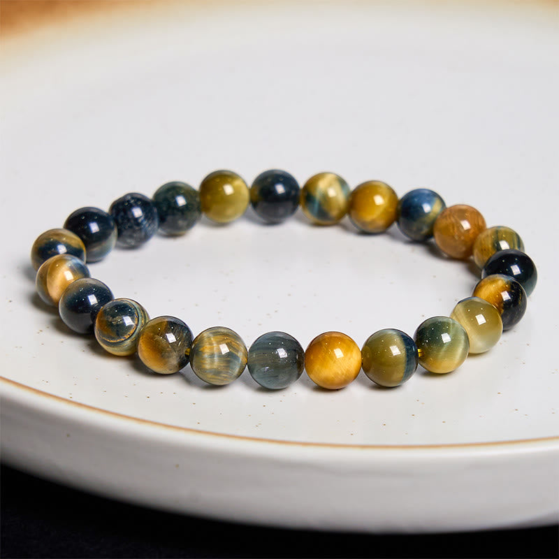 Yellow Blue Tiger Eye Courage Bracelet