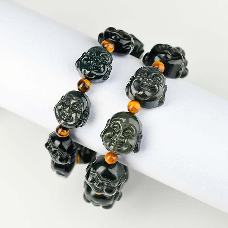 Rainbow Obsidian Laughing mystic zen Positive Transformation Bracelet