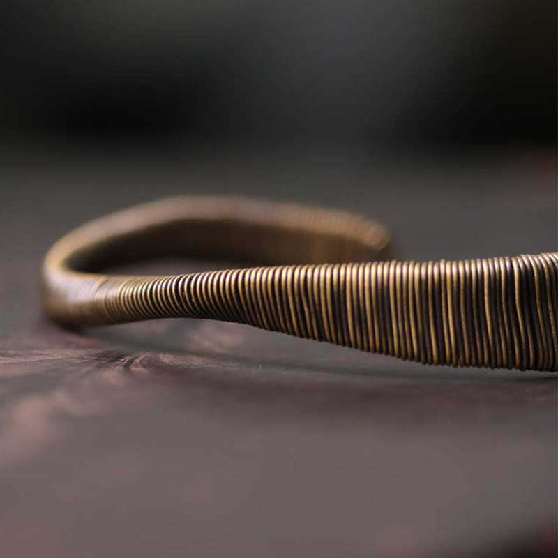 Simple Design Wrapped Copper Luck Wealth Adjustable Cuff Bracelet