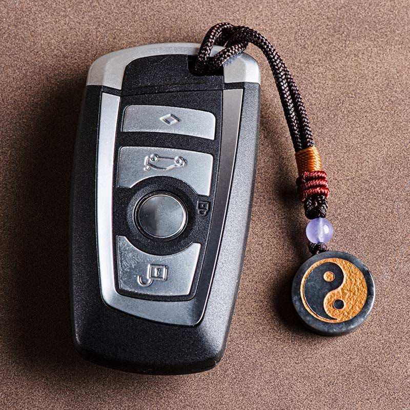 Yin Yang Black Jade Harmony Protection Key Chain