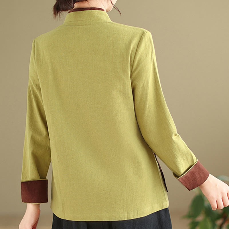 Fall Solid Color Hanfu Long Sleeve Lace Up Women's Shirt