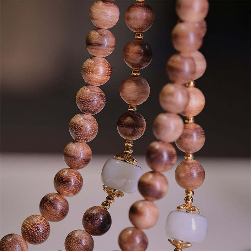 Natural Agarwood Amber Jade Ingot Tassel Ruyi Charm Bracelet