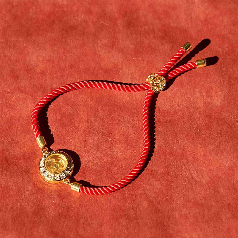 Copper Brass Feng Sheng Shui Qi Rotatable Windmill  Red String Faith Braided Bracelet