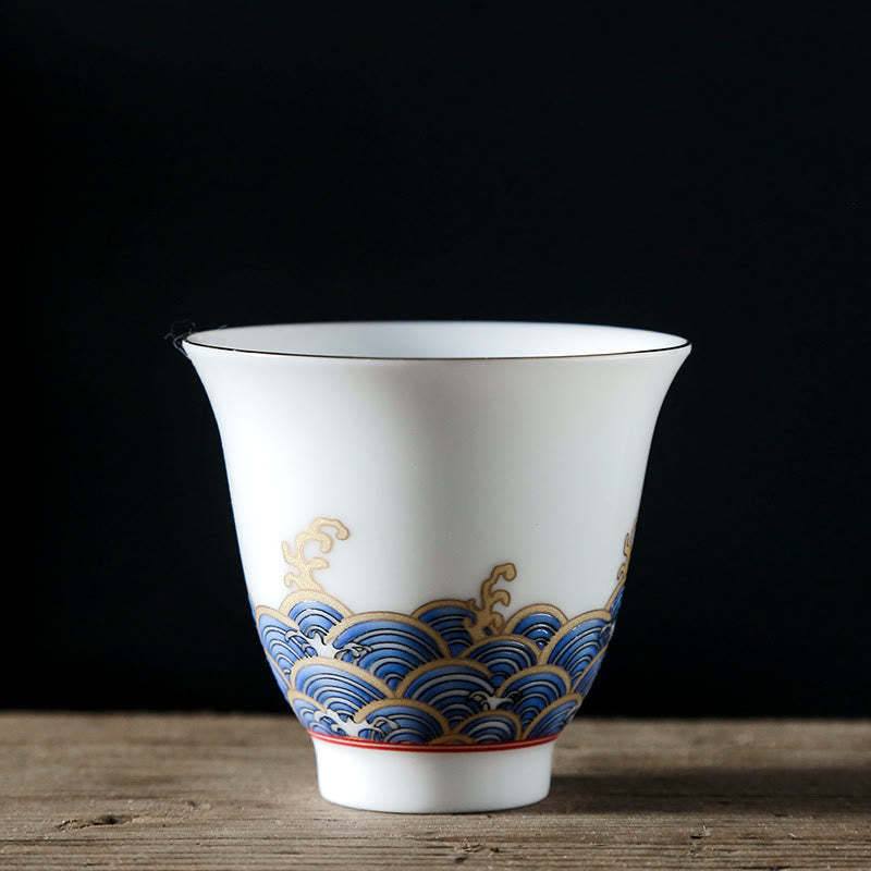 Vintage Ocean Sea Waves Ceramic Teacup Tea Cups