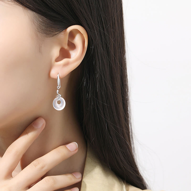 925 Sterling Silver Chalcedony Peace Buckle Year Of The Snake Harmony Earrings