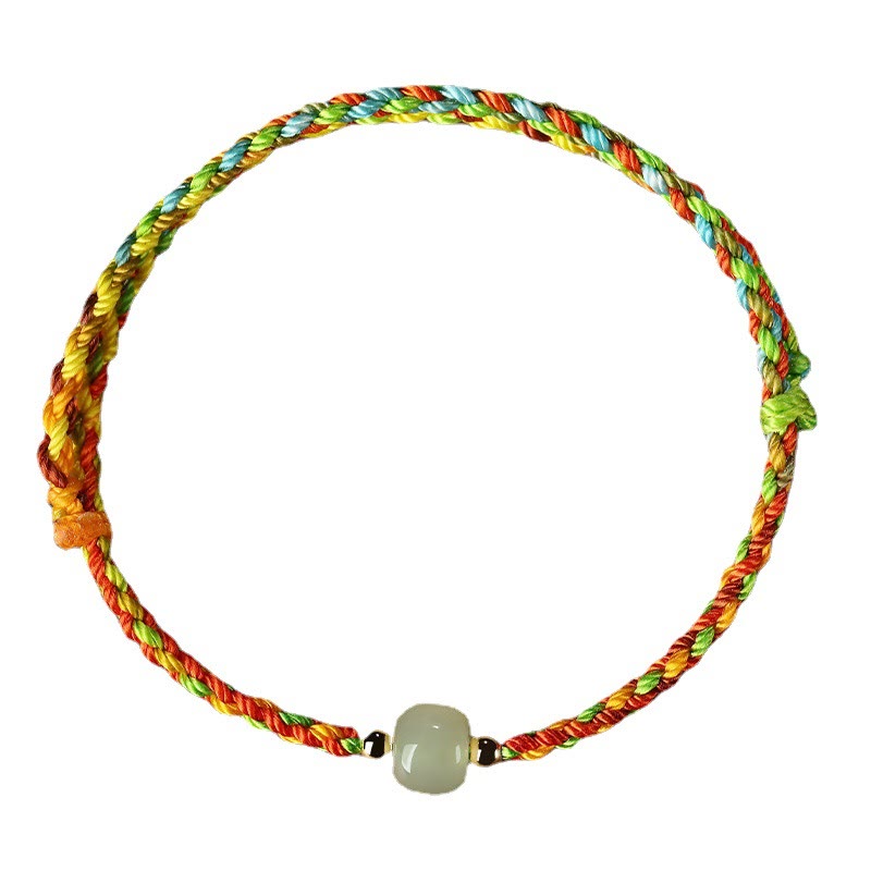Colorful Rope Luck Jade Bead Abundance Bracelet