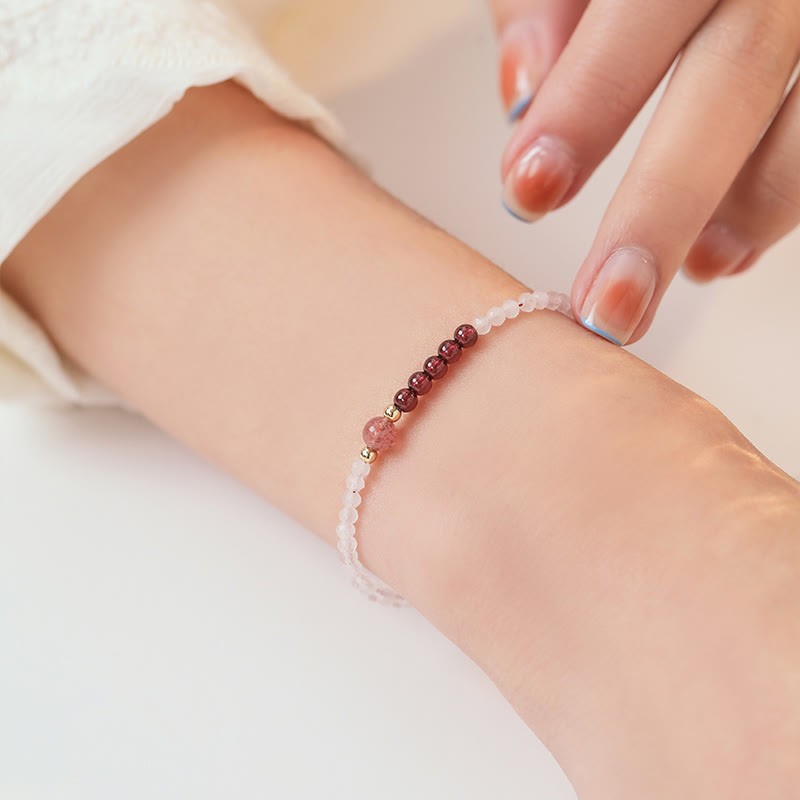 2mm Rose Quartz Garnet Strawberry Quartz Ultra-Thin Beads Healing Energy Bracelet