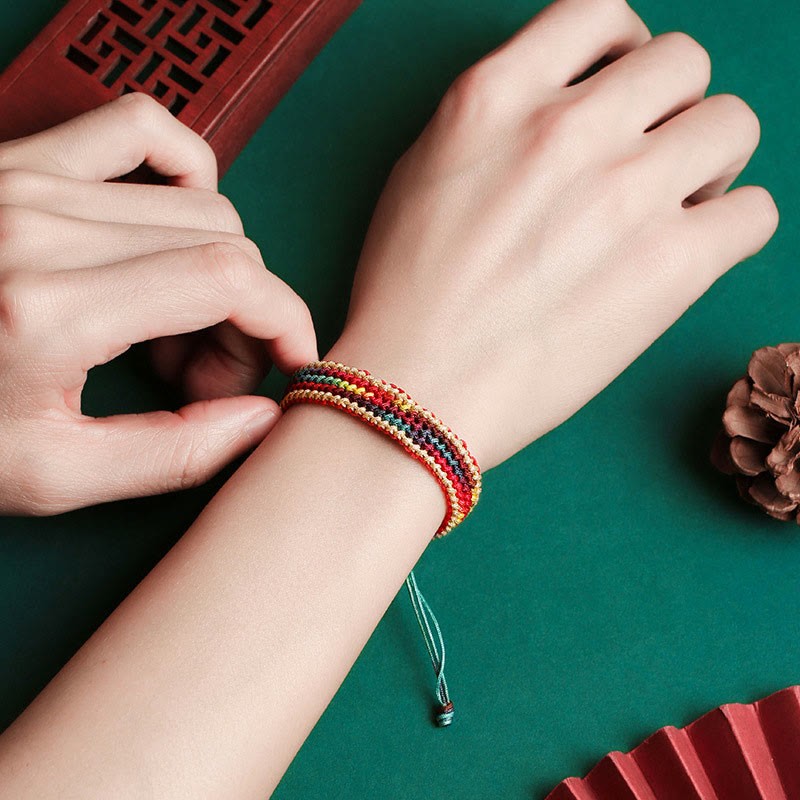 Tibet Handmade Rainbow Multicolored Protection Braided String Bracelet