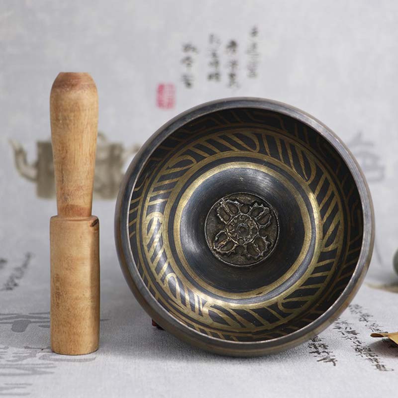Tibetan Meditation Bowl for Healing and Mindfulness Om Mani Padme Hum Singing Bowl