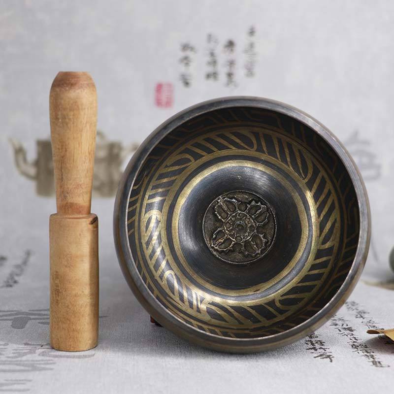 Tibetan Meditation Bowl for Healing and Mindfulness Om Mani Padme Hum Singing Bowl
