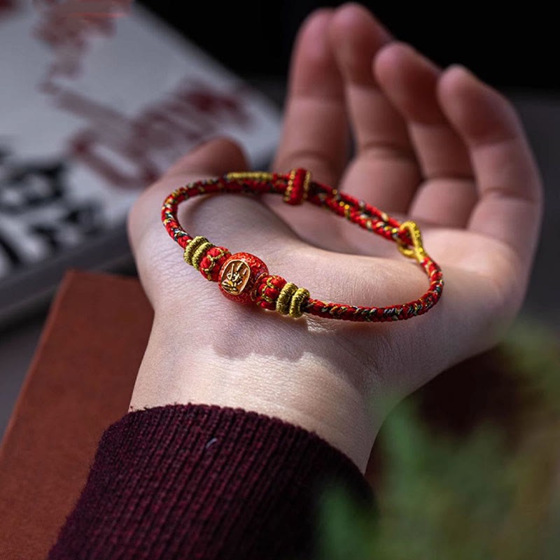 999 Gold Chinese Zodiac Natal mystic zen Year of the Snake Luck Handcrafted Rope Bracelet
