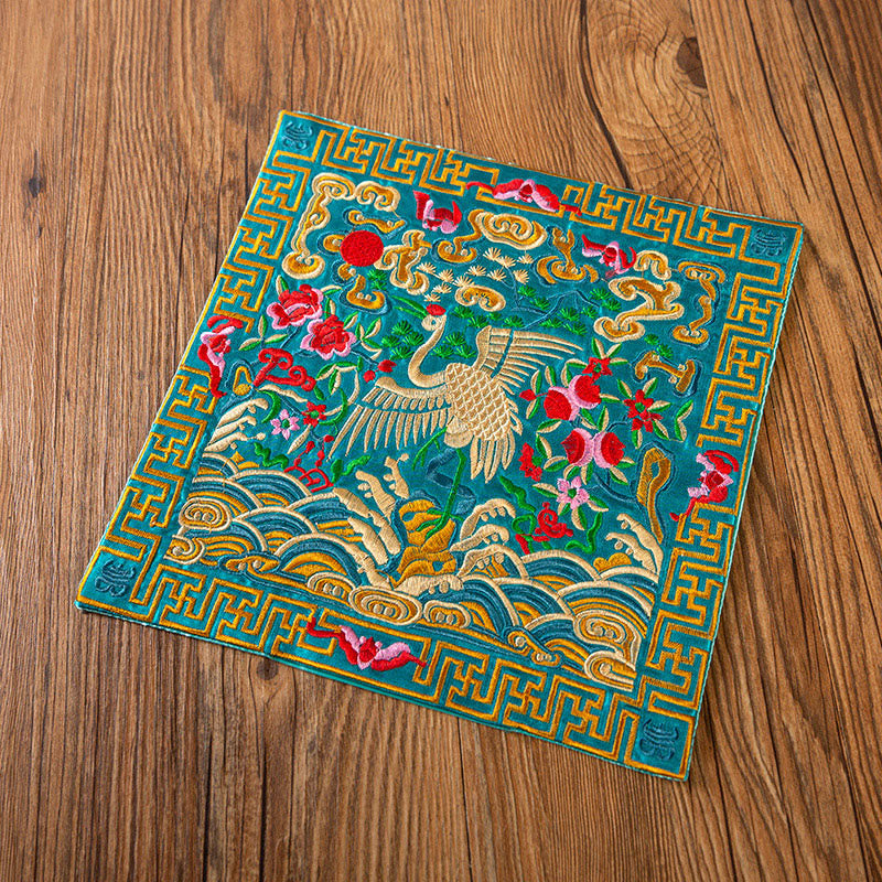 Phoenix Dragon Kirin Embroidery Cup Mat Pad Tea Cup Coaster Kung Fu Tea Mat