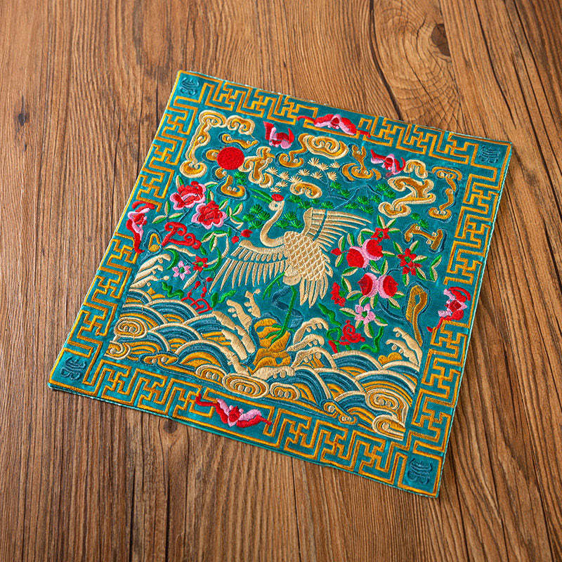 Phoenix Dragon Kirin Embroidery Cup Mat Pad Tea Cup Coaster Kung Fu Tea Mat