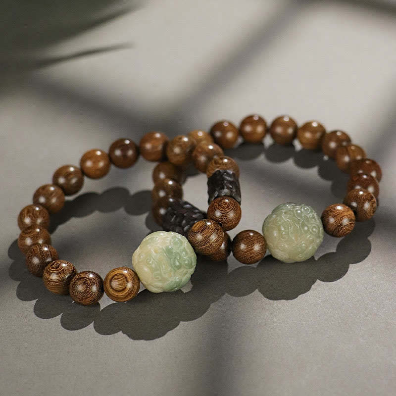Sandalwood Bodhi Seed PiXiu Ebony Wood Bead Healing Bracelet