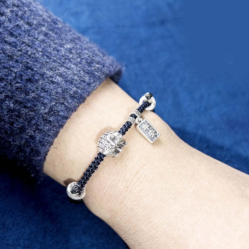 925 Sterling Silver Elephant Safe And Well Amulet Charm Strength Bracelet