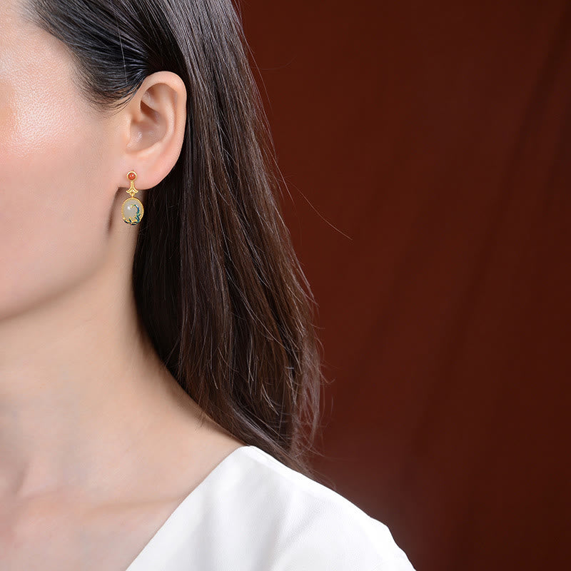 925 Sterling Silver Plated Gold Hetian Jade Vine Luck Necklace Pendant Bracelet Ring Earrings