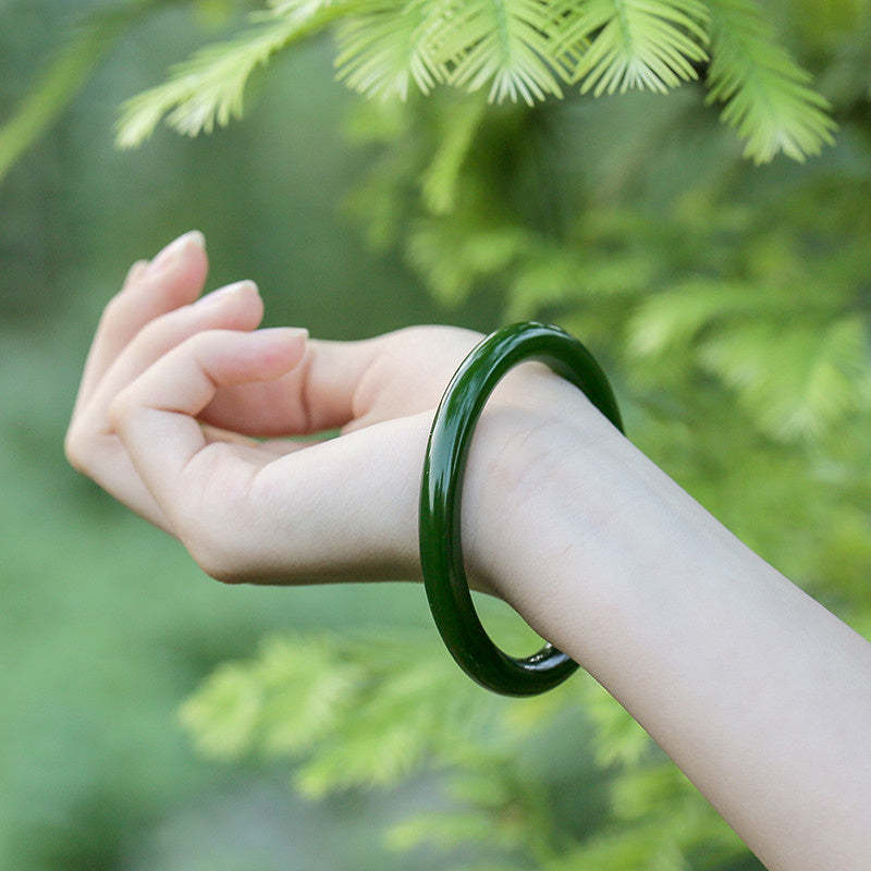 Cyan Jade Longevity Blessing Bangle Bracelet