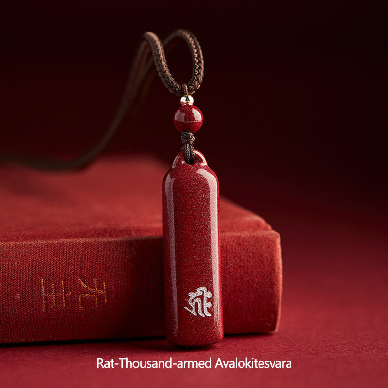 Chinese Zodiac Natal mystic zen Cinnabar Amulet Protection String Necklace Pendant